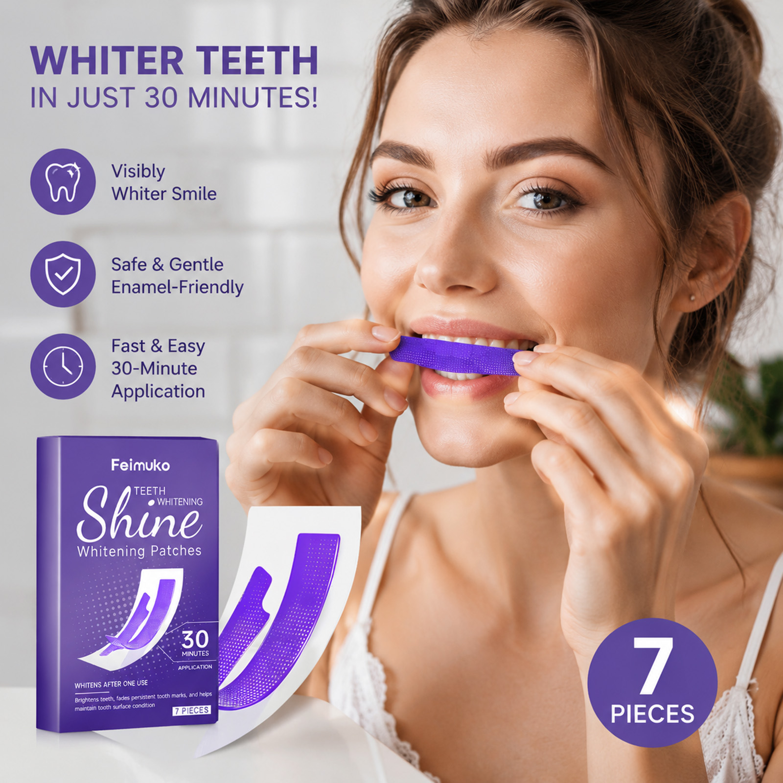 Teeth Whitening Strips - 30Mins Teeth Whitening Strips Removal Bright